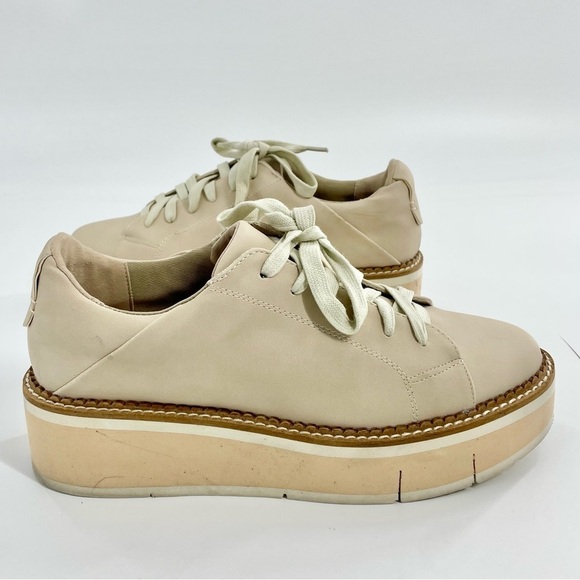 ShuShop Shoes Sarabeth Platform Sneakers Neutral Tan Low Lace Up Size 9 - Picture 2 of 12